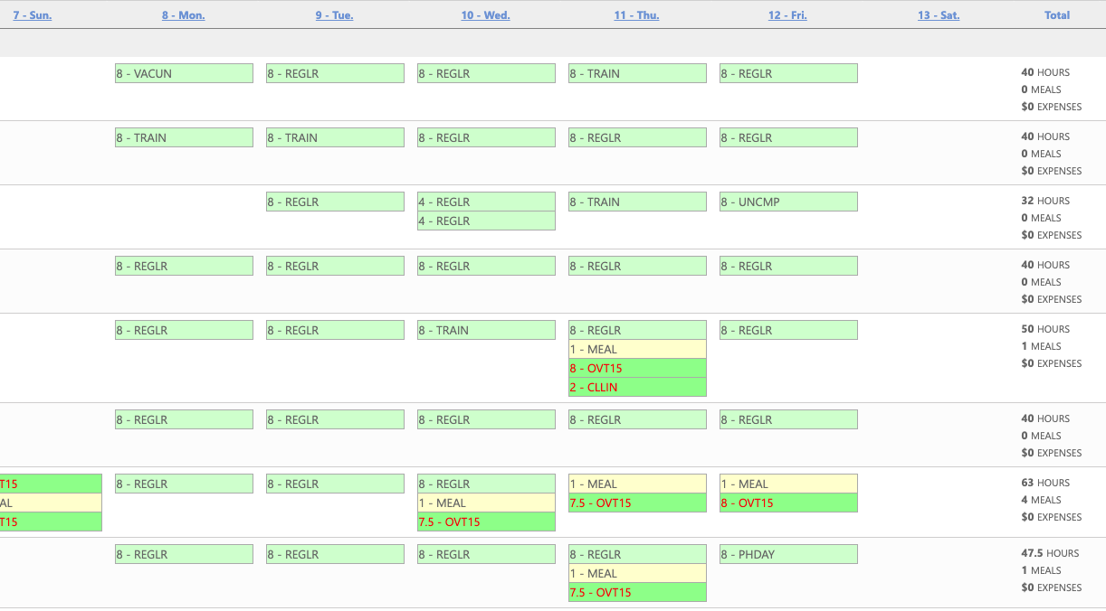 Timecard example